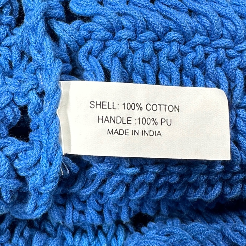 VINTAGE HAVANA | Large Blue Crochet Hobo Sling Beach Shopping Bag - Picture 10 of 13